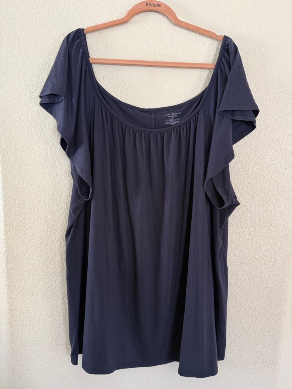 Lane Bryant Dark Navy Flutter Sleeve Scoop Neck Swing Tee Size 30/32